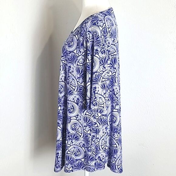 Chico's Blue & White Print Jersey Top, Size 3, XL/16 - Picture 4 of 9